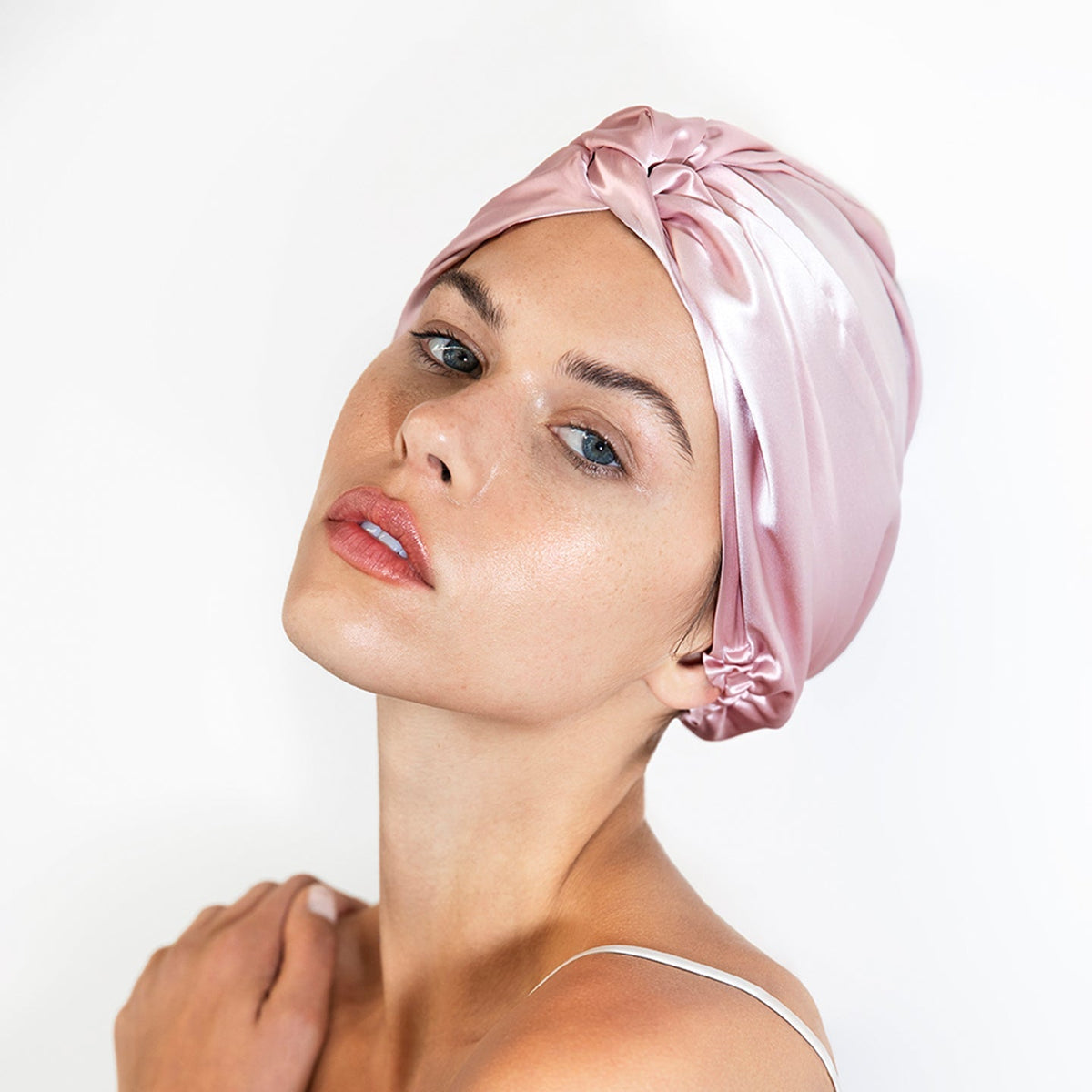 Slip Blush Pink Silk Hair Wrap Turban Silk Hair Wrap – Eliminate Split Ends While Sleeping main image 3