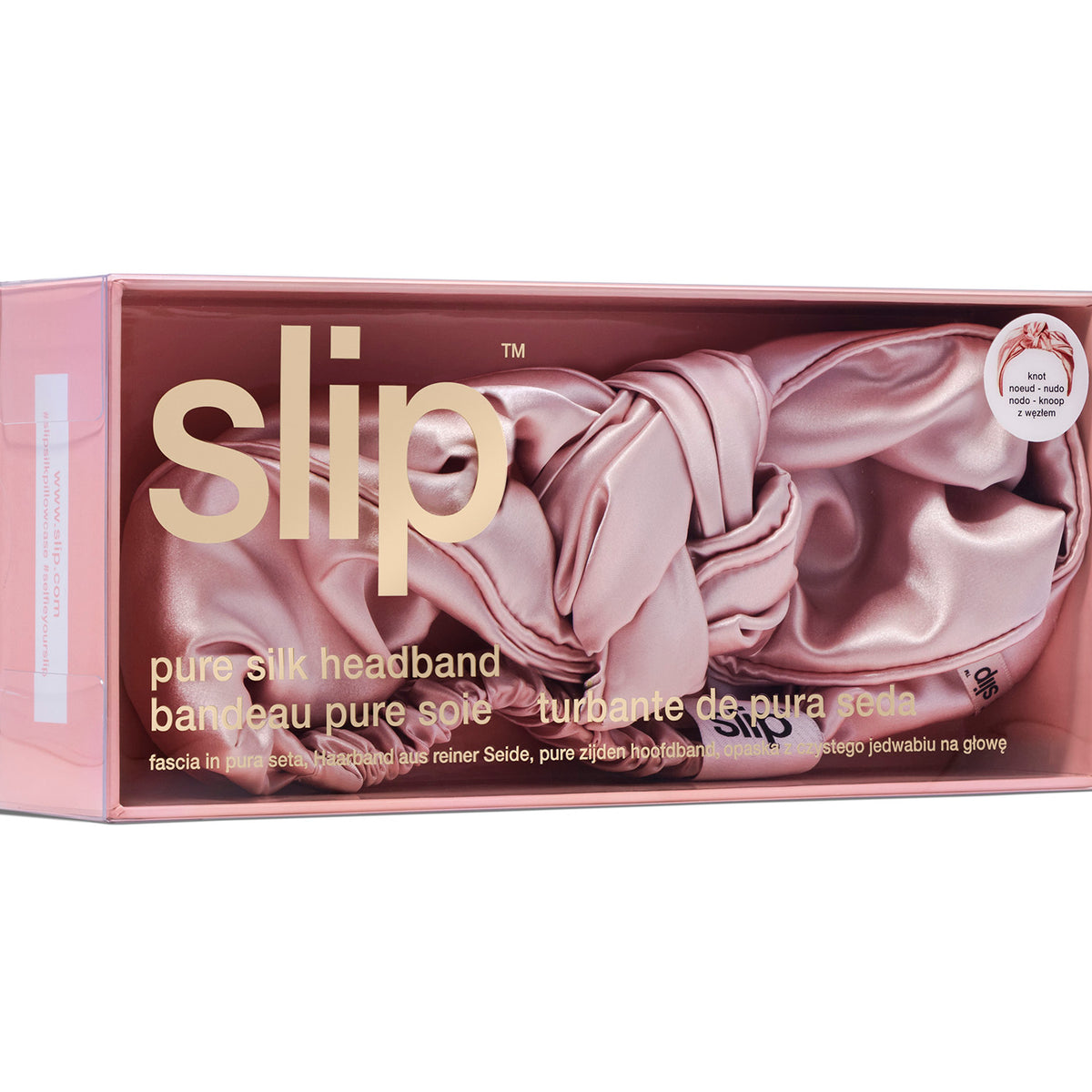 Slip silk knotted pink headband Pure Silk Headband | Women main image 3