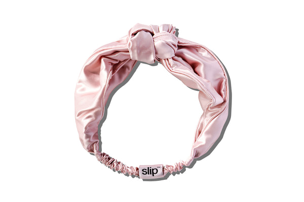 Slip silk knotted pink headband Slip Pure Silk Knot Headband, Mulberry 22 Momme Silk, Pink  main image 3